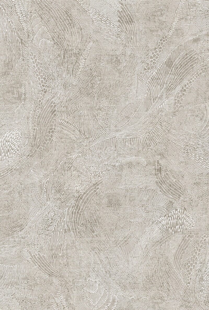Berwick Champagne Rug — classic damask pattern, top view