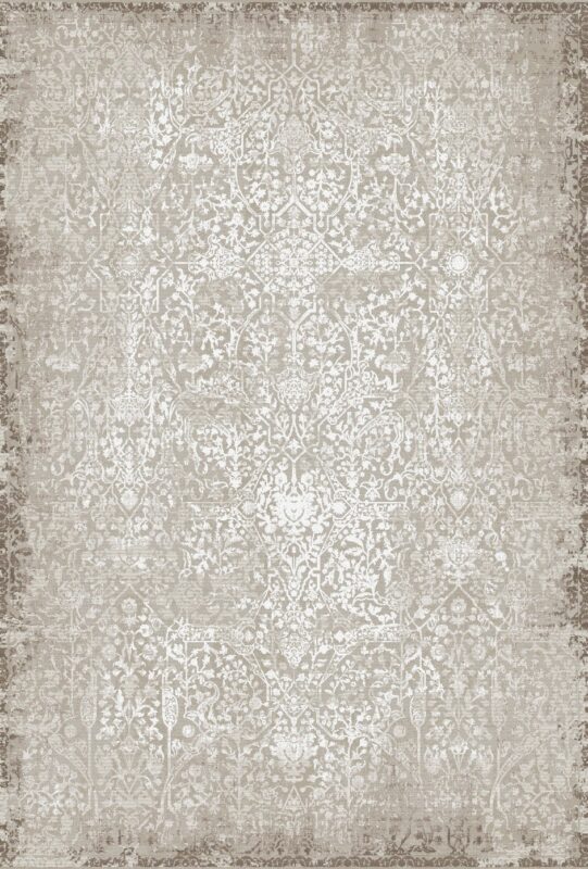 Berwick Driftwood Rug — vintage damask pattern, top view