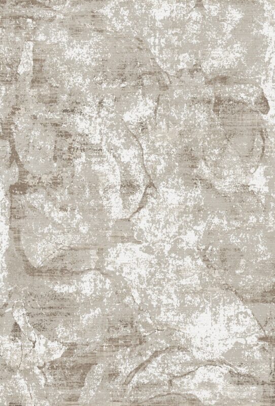 Berwick Ivory Linen Rug — classic damask pattern, top view
