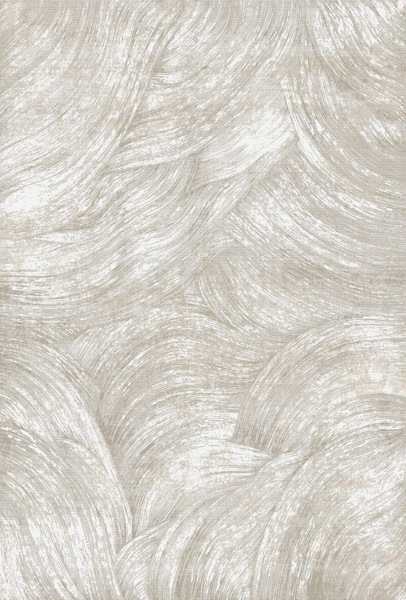 Berwick Warm Beige Rug — classic damask pattern, top view