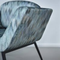 Ceramic decorative fabric in interior — viscose / cotton blend, large-scale pattern. Lifestyle view 3.