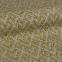 Cilantro recycled-content upholstery fabric, colour 08: 92% recycled olefin / 8% polyester Dessin weave with a fine 4 × 4.5 cm micro-texture, 140 cm wide, 523 g/m², 30 000 Martindale rubs class GC, light fastness 7 — UV-stable, stain-resistant sustainability-led upholstery.