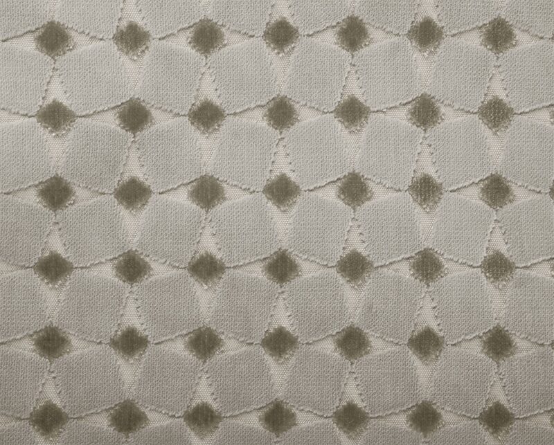 Cruise FR patterned flame-retardant upholstery fabric, colour 01: 100% polyester Dessin weave with a 6 × 5.5 cm chenille-look pattern, 140 cm wide, 600 g/m², 100 000 Martindale rubs class SC, EN 1021 / IMO Part 8 / C&M / BS 5867 / BS 7175 certified — heavy-duty UK-spec contract.