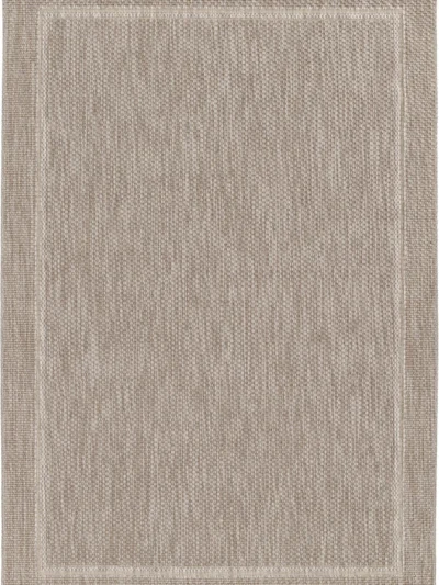 Grano Frame Gray bordered outdoor rug top view