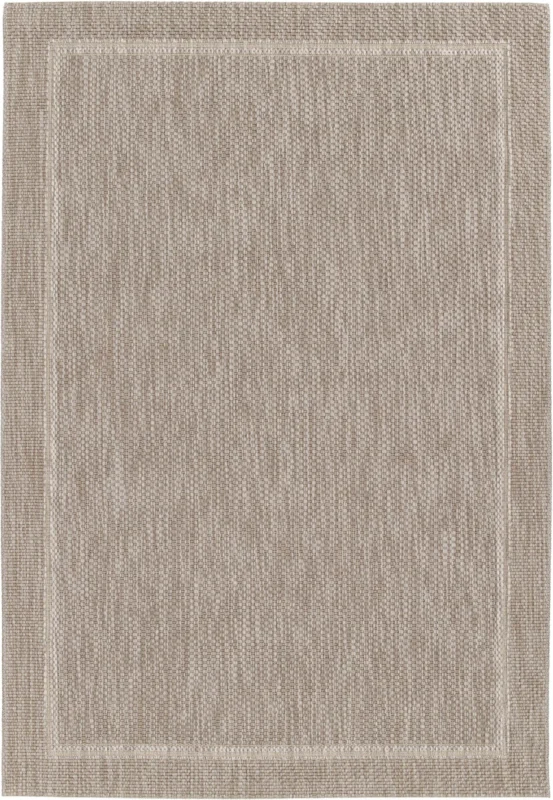 Grano Frame Gray bordered outdoor rug top view