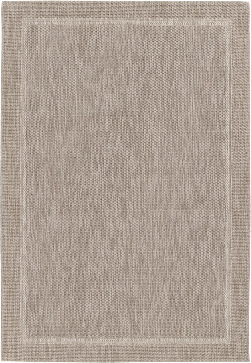 Grano Frame Gray bordered outdoor rug top view