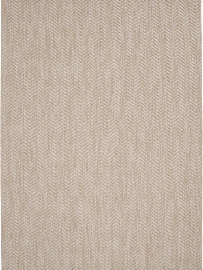 Harve beige herringbone outdoor rug top view