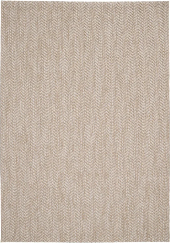 Harve beige herringbone outdoor rug top view