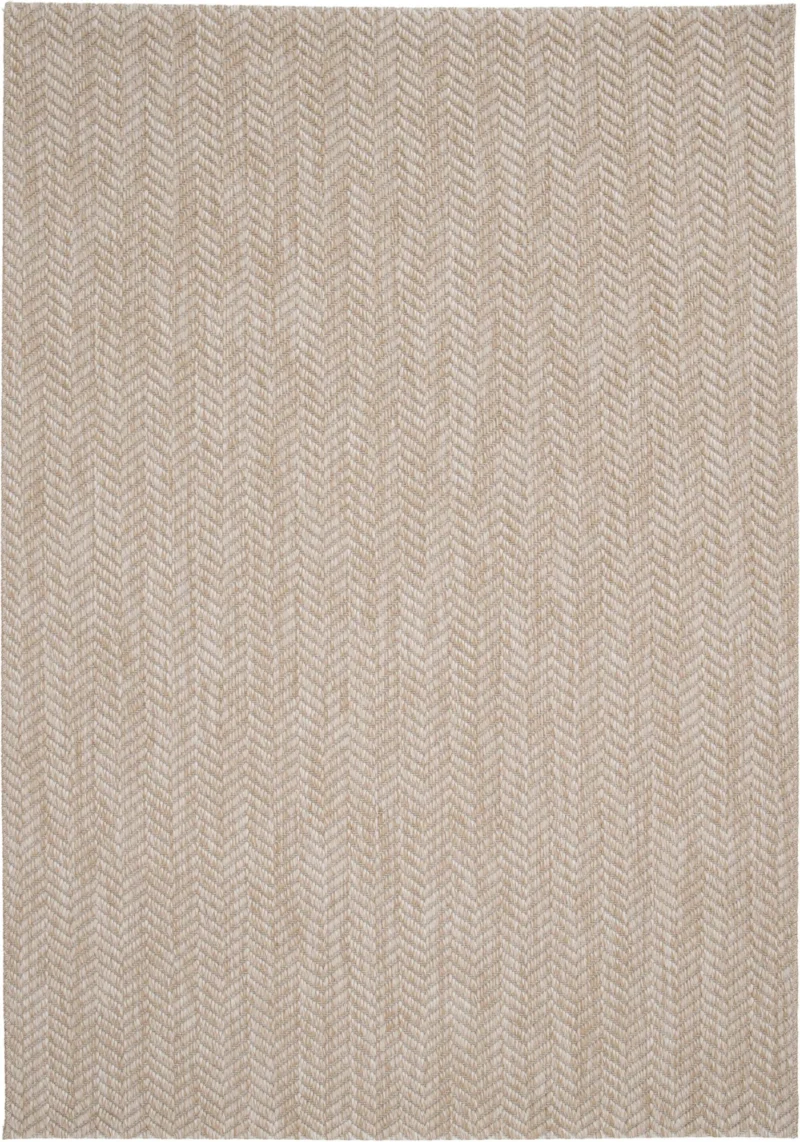 Harve beige herringbone outdoor rug top view