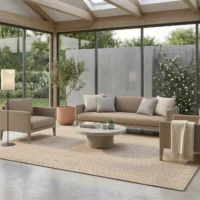 Harve rug under outdoor lounge furniture