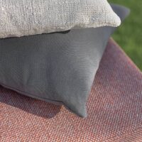 Marfil upholstery fabric in interior — 100% recycled olefin Uni, UV-stable, stain-resistant. Lifestyle view 1.