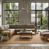 Nomad rug in an outdoor lounge setting