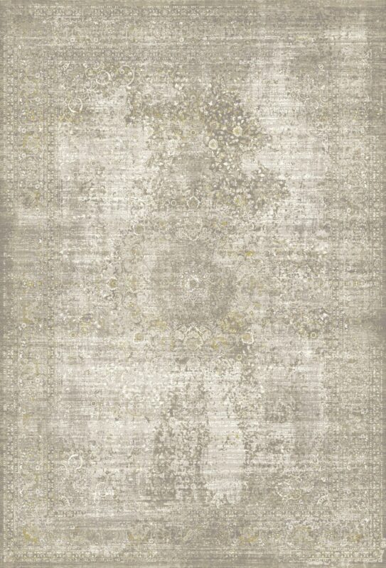 Savage Mist Frame Rug — classic damask pattern, top view