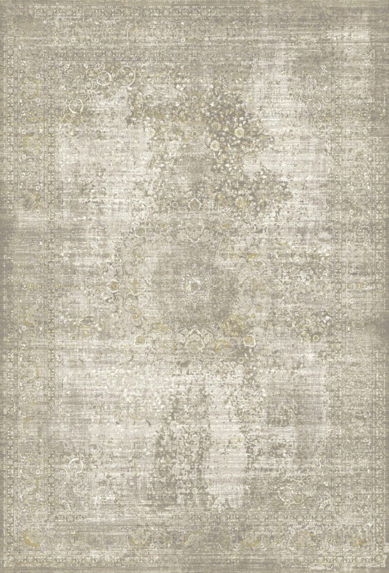 Savage Mist Frame Rug — classic damask pattern, top view