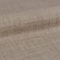 Sumac FR flame-retardant upholstery fabric, colour 05: 52% PAN / 19% recycled polyester / 16% viscose / 7% polyester / 6% linen Uni melange weave with a warm, slightly hairy natural-fibre hand, 140 cm wide, 632 g/m², 40 000 Martindale rubs class SC, EN 1021 / IMO Part 8 / C&M certified.