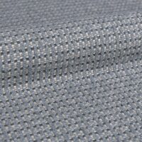 Thyme recycled-content upholstery fabric, colour 02: 94% recycled olefin / 6% polyester Uni weave with a soft, lightly slubbed natural-fibre look, 140 cm wide, 580 g/m², 45 000 Martindale rubs class SC, light fastness 7 — UV-stable, stain-resistant sustainability-led upholstery.
